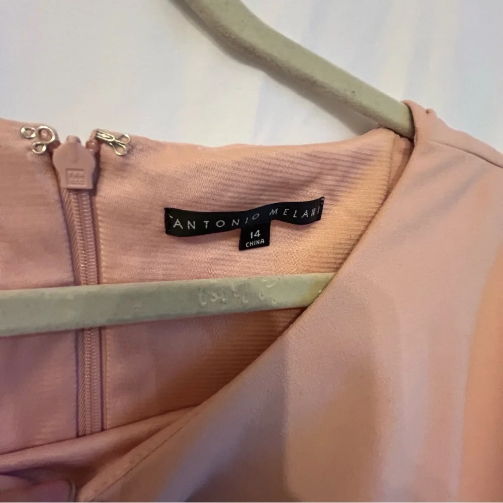 Antonio Melani Blush Pink Pleated Waist Sheath Dress | Size‎ 14 - Picture 3 of 5